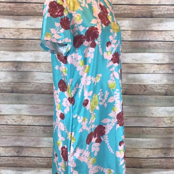 NWT La Double J Size L Large Mini Swing Dress Winter Rose Turchese in Silk Twill - Picture 5 of 9